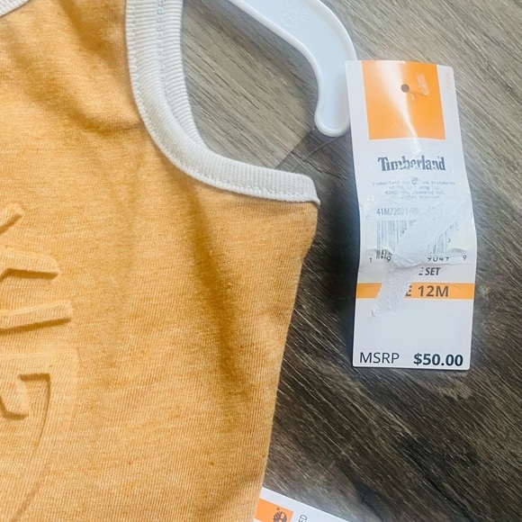 Timberland Boys 2 Piece Tan Logo Tank and Shorts NWT Size 12 Months NWT. - Picture 4 of 6